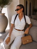 Polo Knit Chic con Bottoni Gioiello