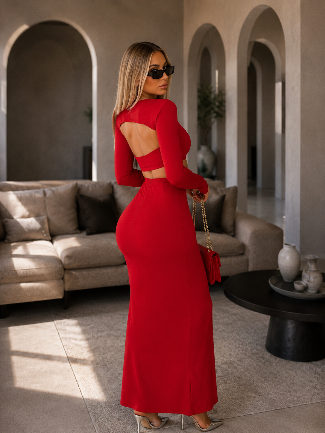 Completo top gonna rosso