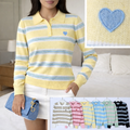 Polo primaverile a righe con cuore
