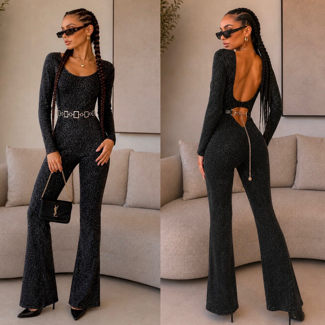 Tuta push up nero lurex