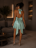 Abito satin con fiocco sul retro