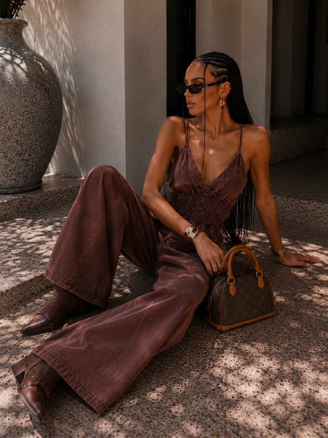 Tuta denim nero elasticizzata con tasche