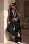 Completo bicolor con gilet e pantalone palazzo