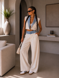 Completo bicolor con gilet e pantalone palazzo