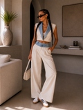 Completo bicolor con gilet e pantalone palazzo
