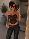 Corsetto leopardato con pizzo