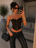 Corsetto leopardato con pizzo