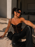 Corsetto leopardato con pizzo