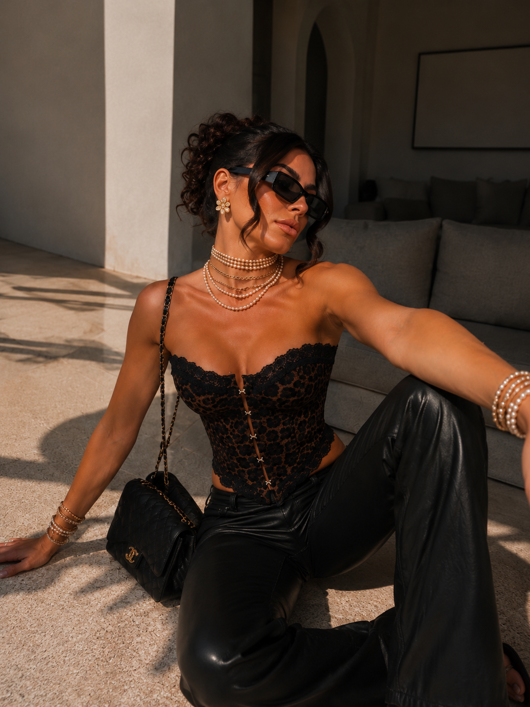 Corsetto leopardato con pizzo