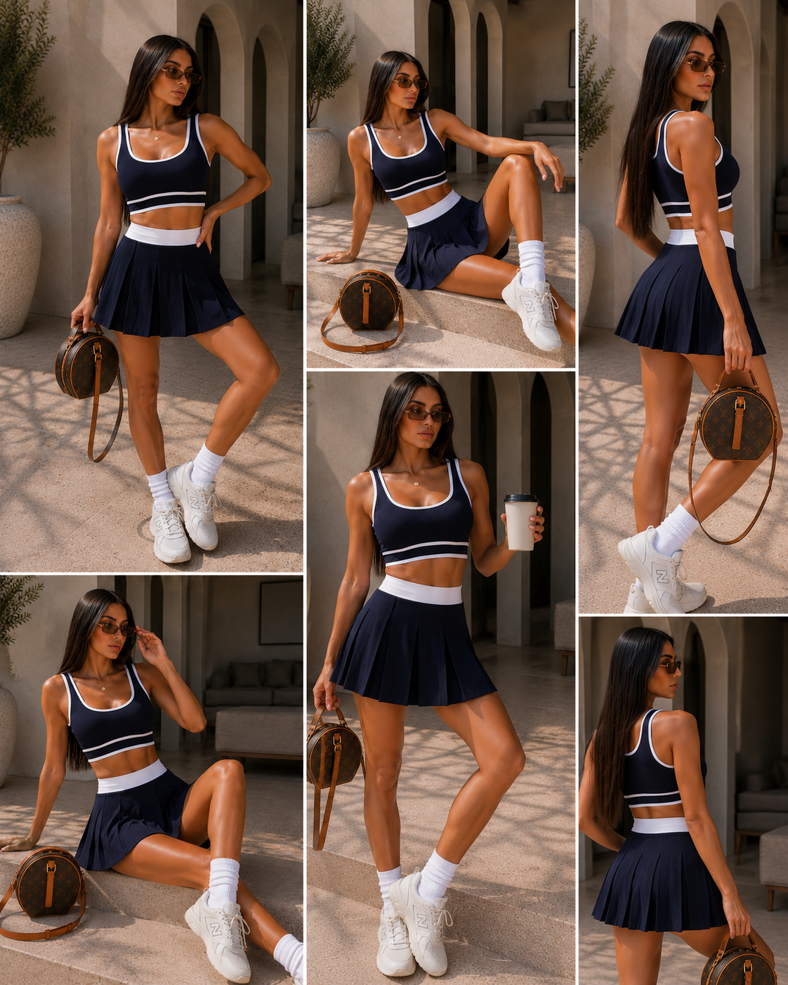 Completo top e gonna stile tennis