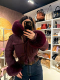 Bomber crop con pelo