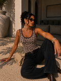 Canotta animalier mesh leopardata