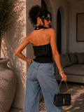 Top halter donna effetto chiffon