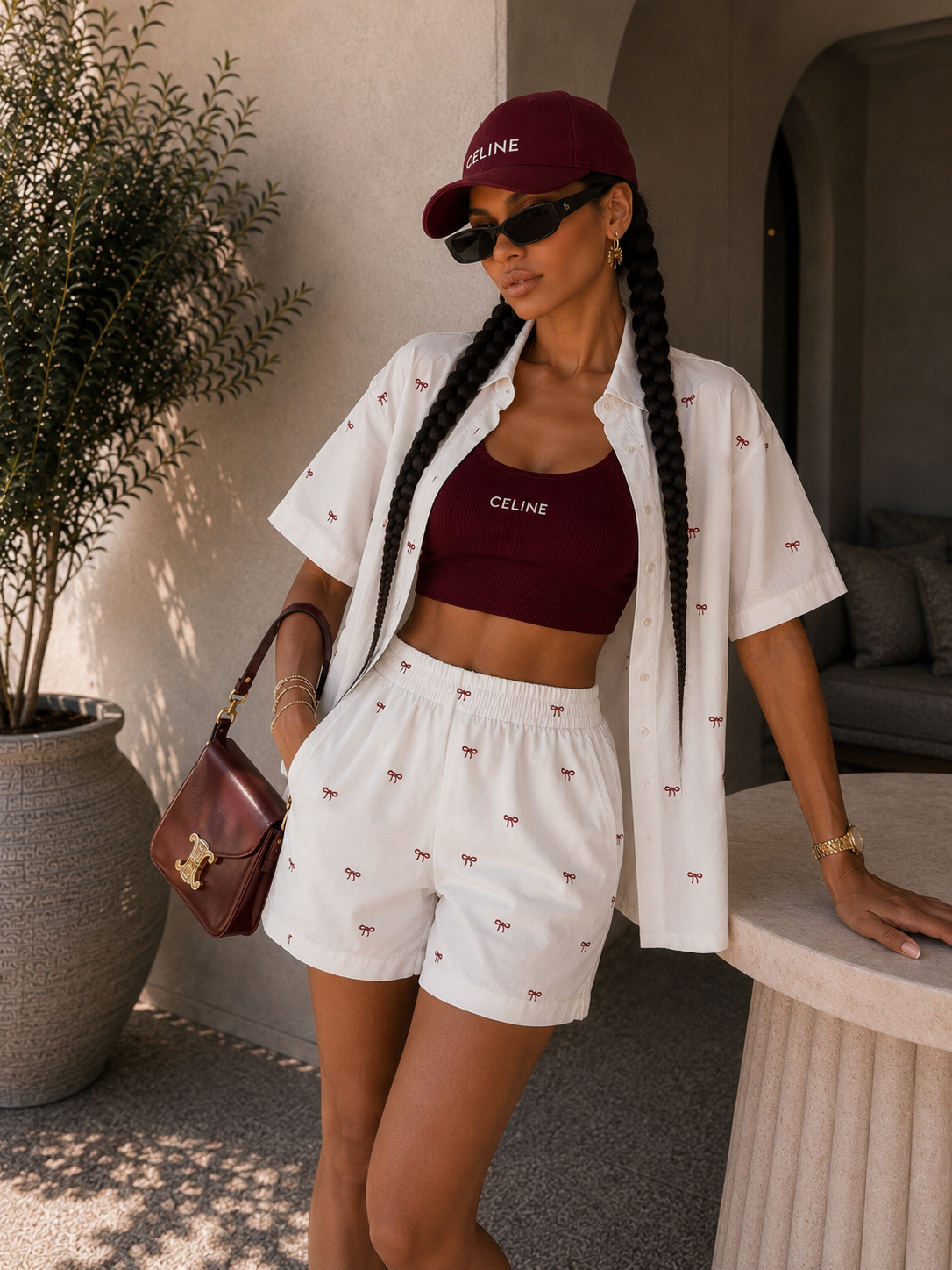 Completo con fiocchetti short e camicia