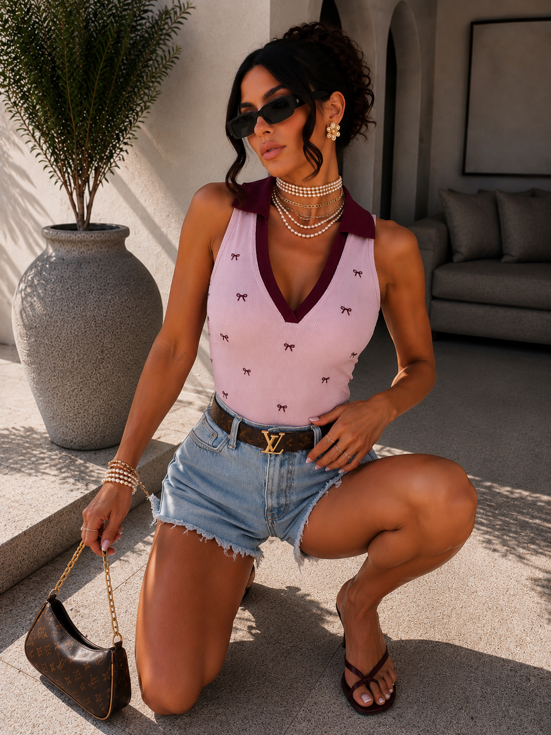 Body con fiocchetti e  colletto