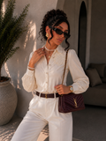 Camicia con collo ricamato floreale