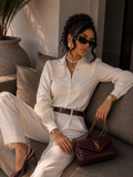 Camicia con collo ricamato floreale