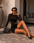 Abito manica lunga in pizzo nero