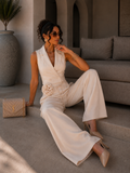 Set pantalone e smanicato cipria