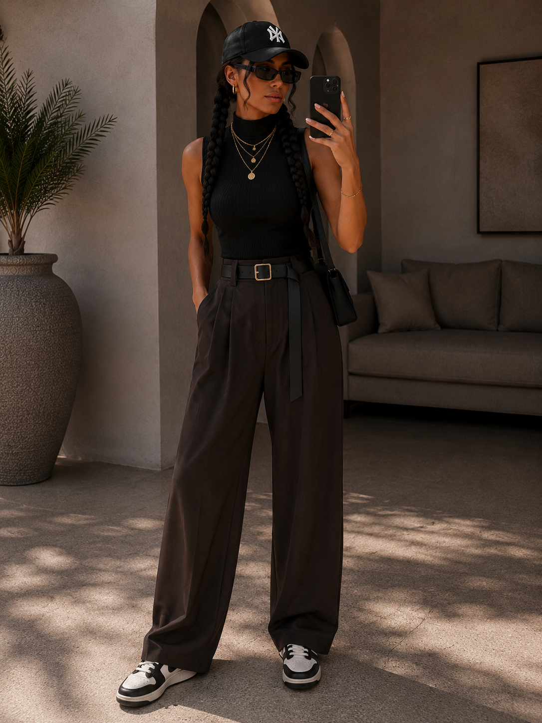 Pantalone choco con cintura