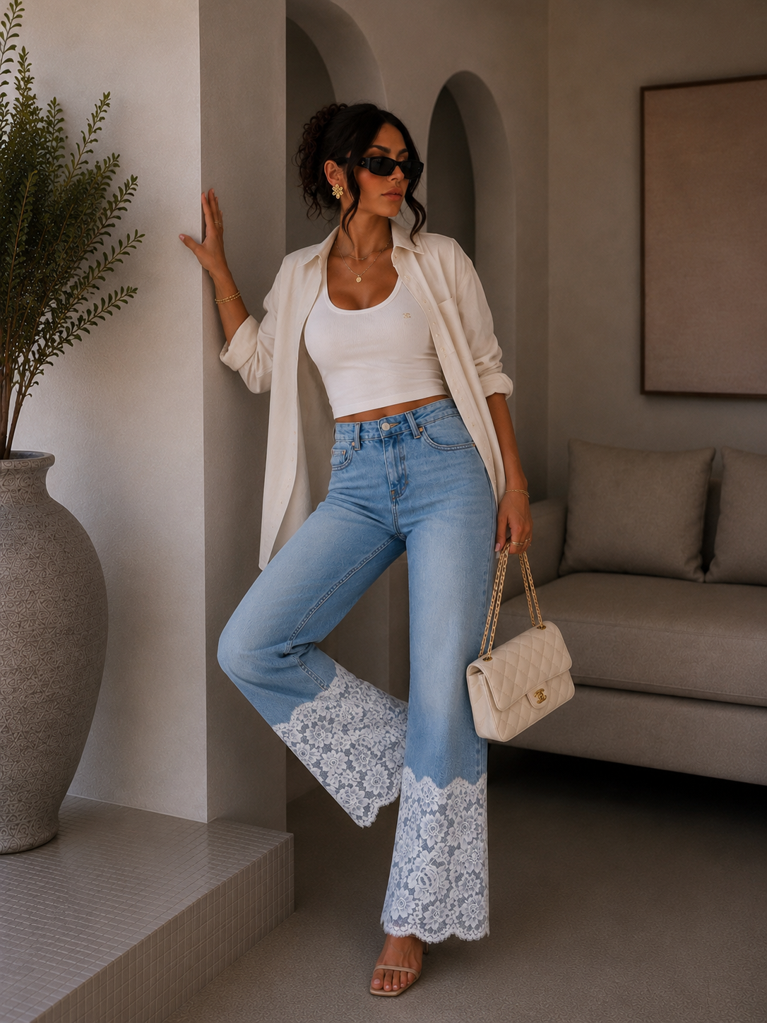 Jeans Bloom con pizzo