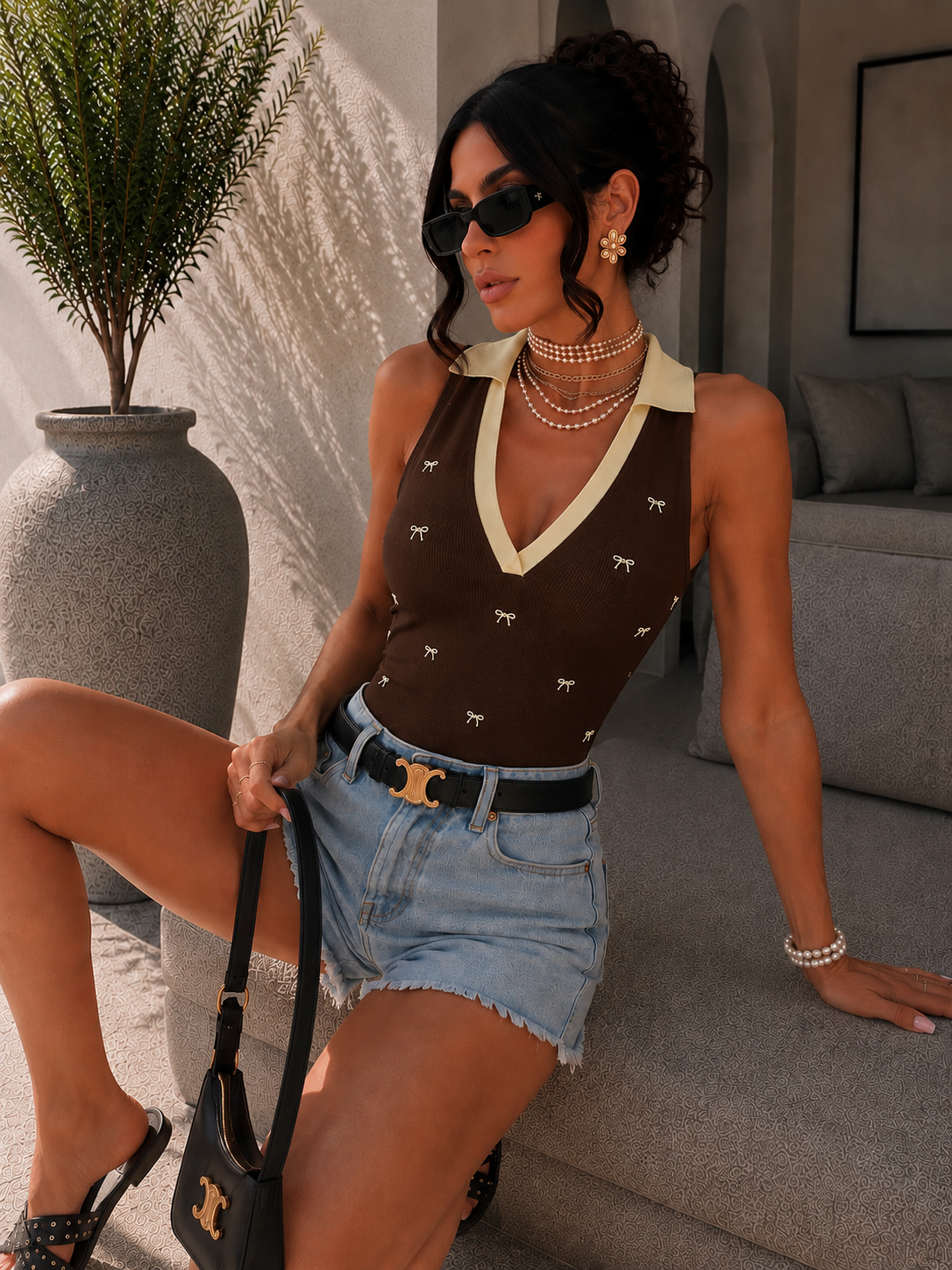 Body con fiocchetti e  colletto