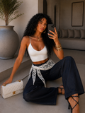 Jeans con bandana in pizzo
