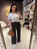 Jeans Wide Leg “Cocoa Stitch”