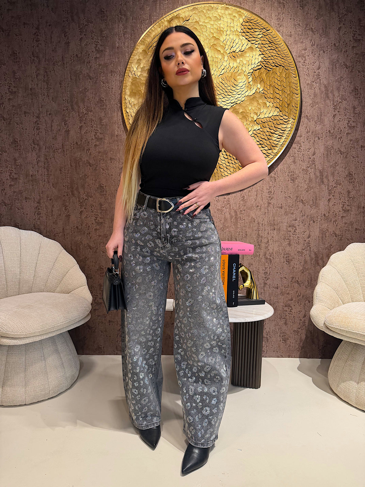 Jeans Animalier Grey con cintura