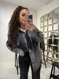 Maxi camicione in jeans e strass