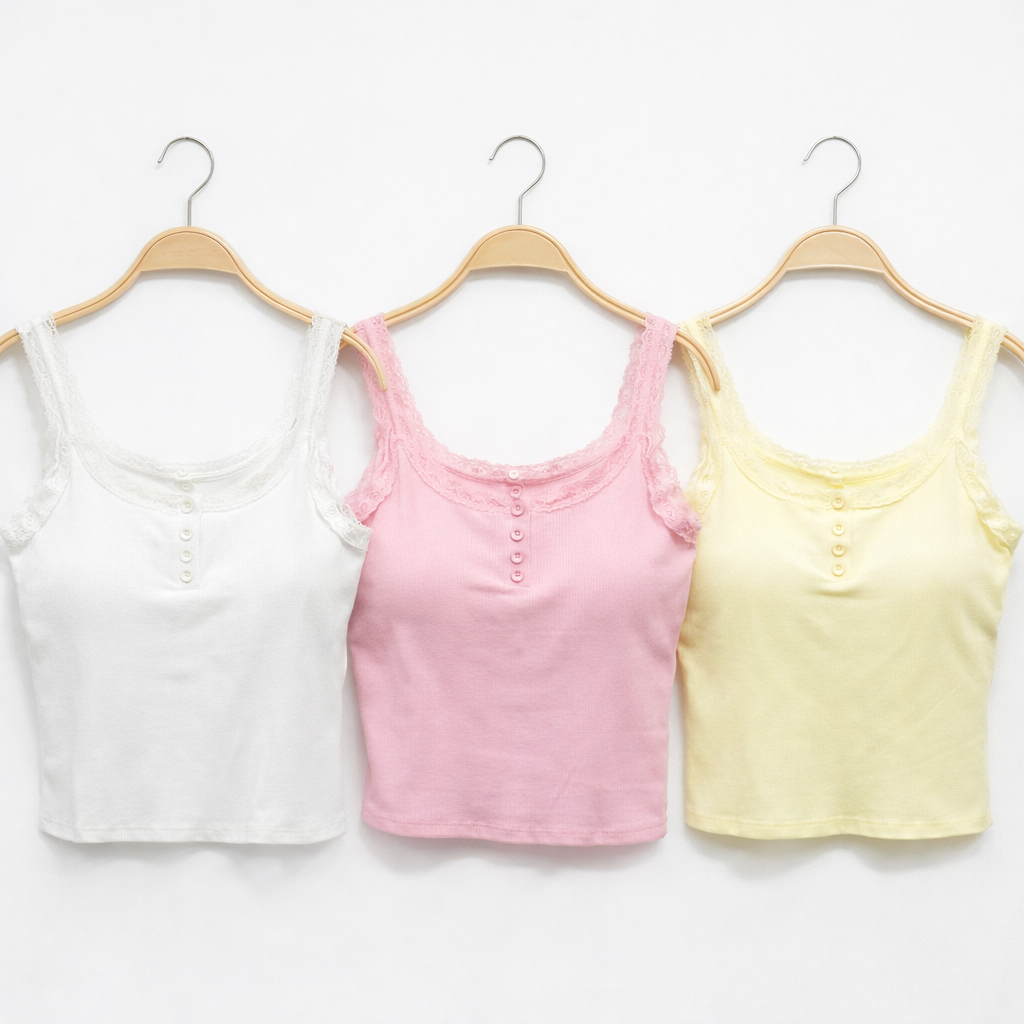 Top Lace Basic con bottoncini