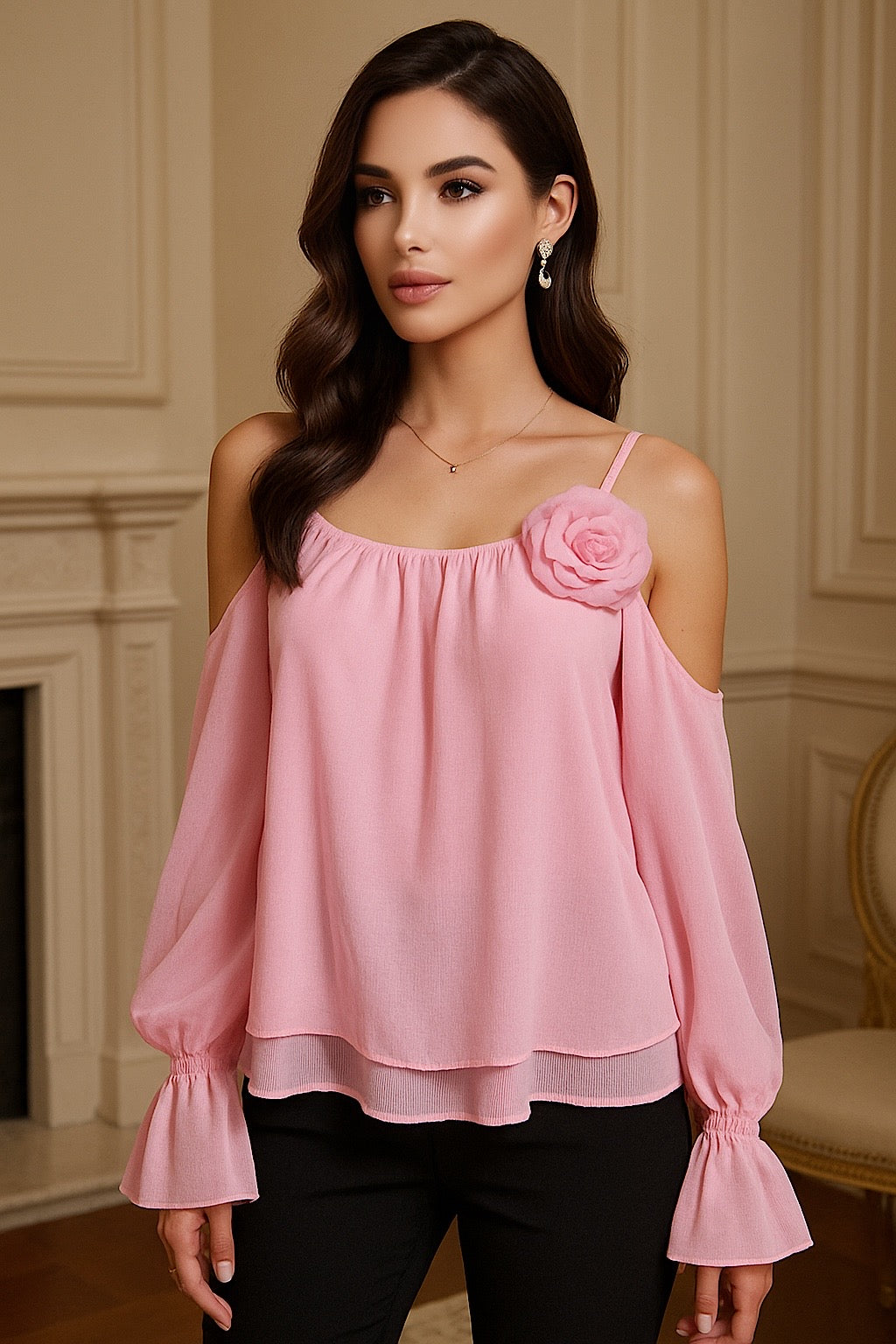 Blusa con rosa