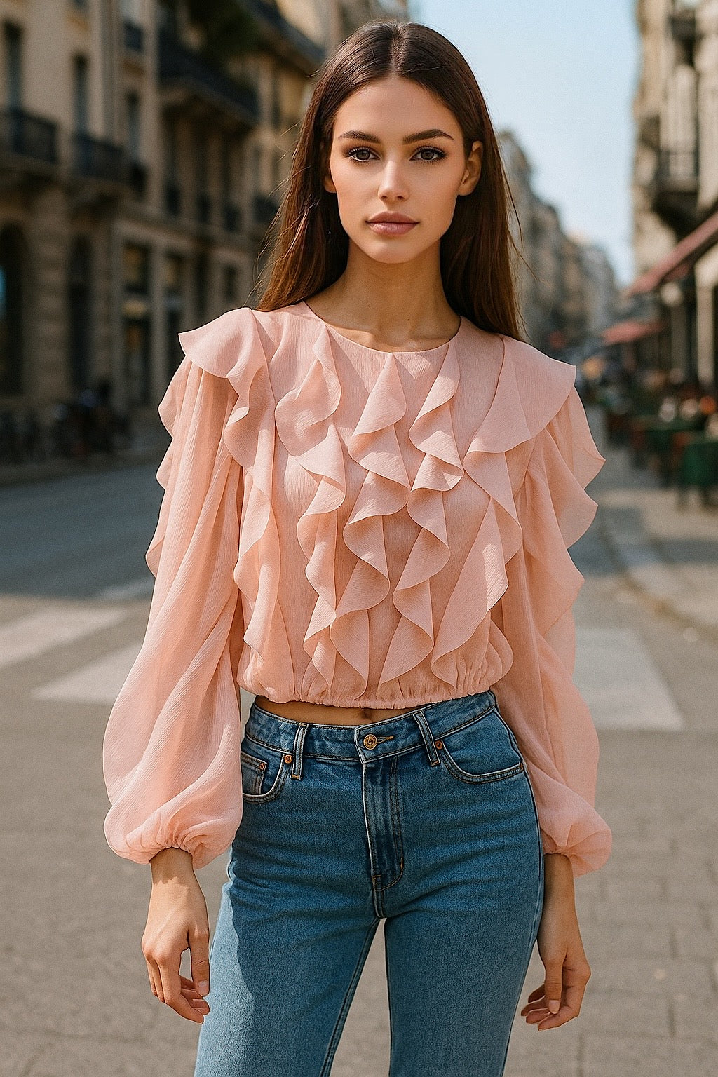Camicia con rouches