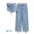 Completo Denim Lace Icon – Corsetto & Jeans Wide Leg