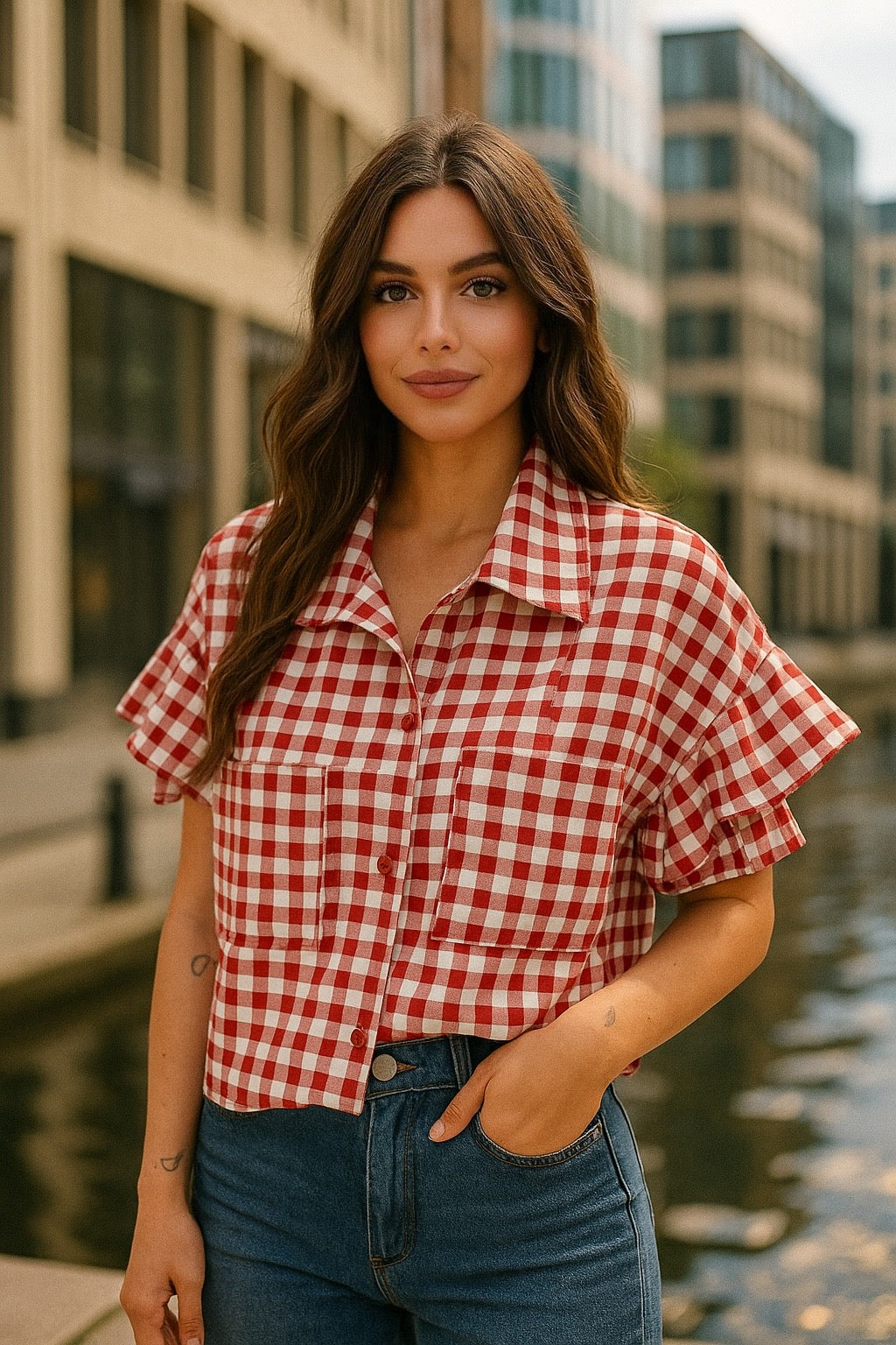 Camicia a quadri rossa manica corta