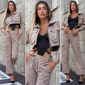 Completo giacca e pantalone cargo Camel