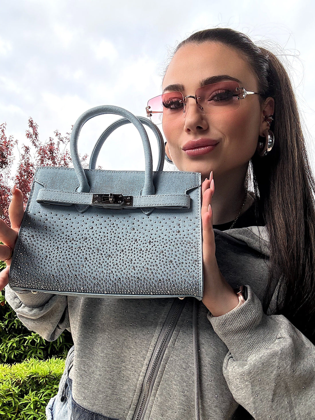 Borsa vintage jeans con strass