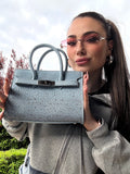 Borsa vintage jeans con strass
