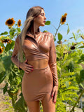 Abito in eco pelle marrone
