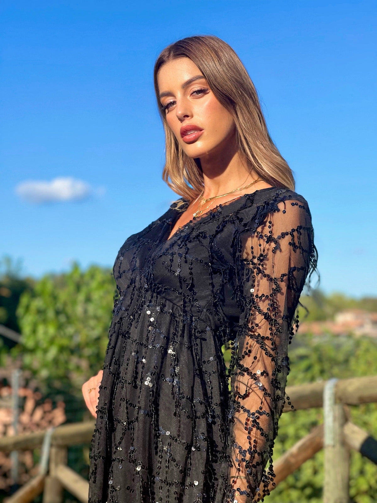 Abito con paillettes Nero