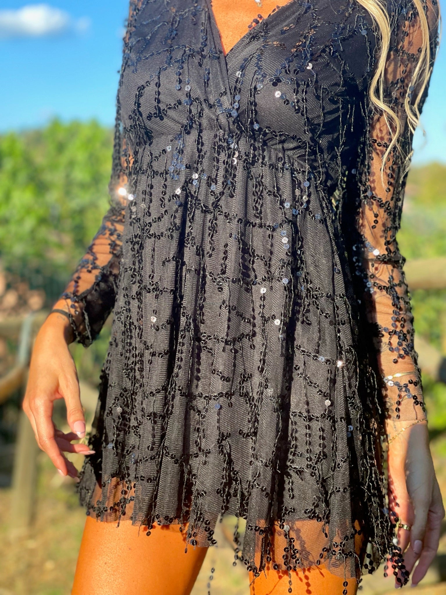 Abito con paillettes Nero