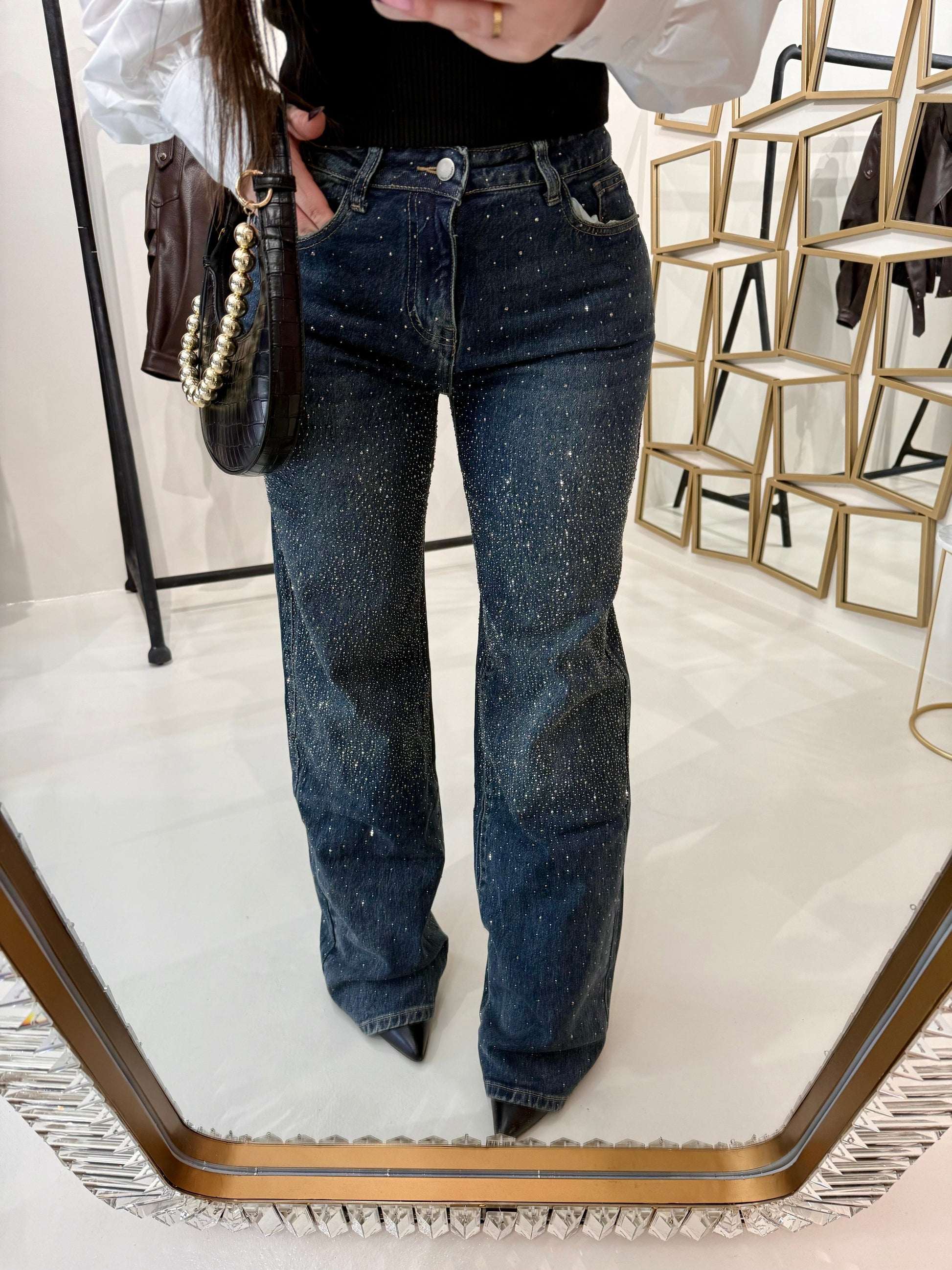 Jeans con strass 3 colori