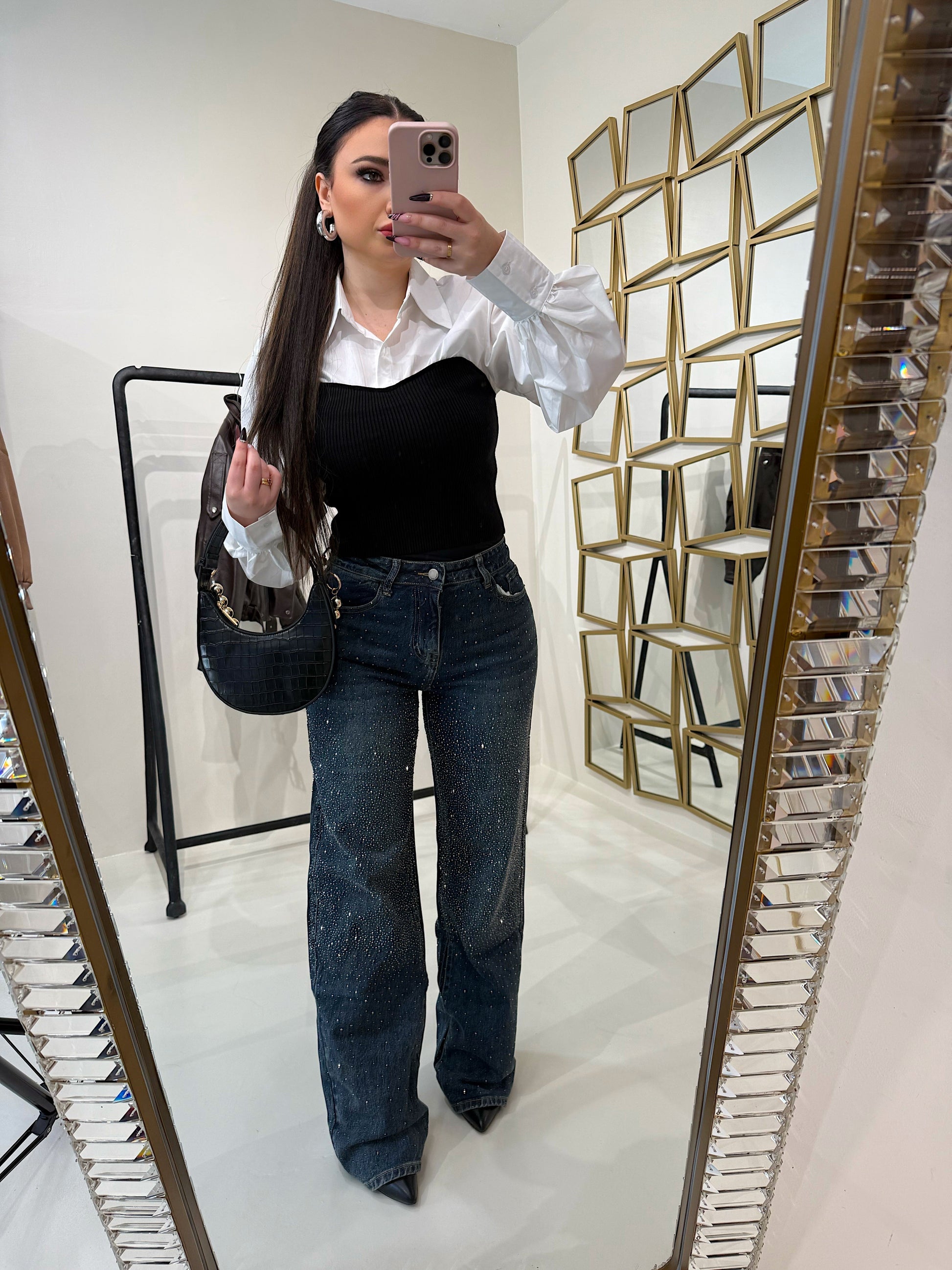 Jeans con strass 3 colori