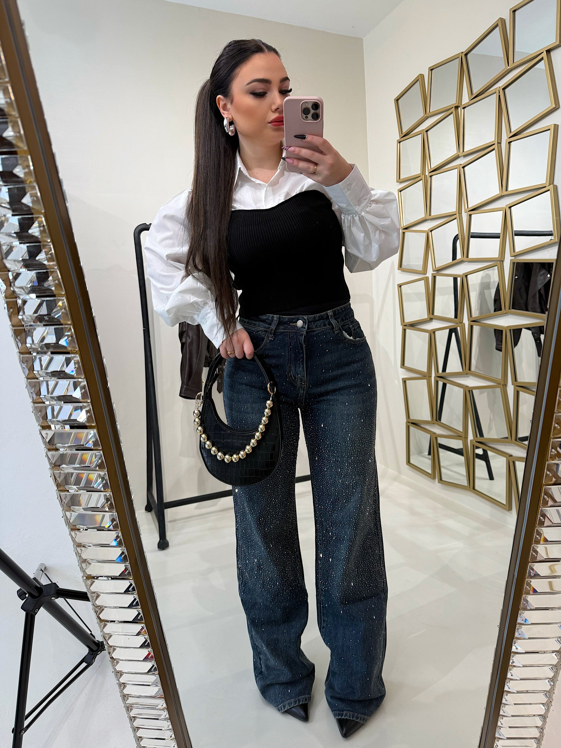 Jeans con strass 3 colori