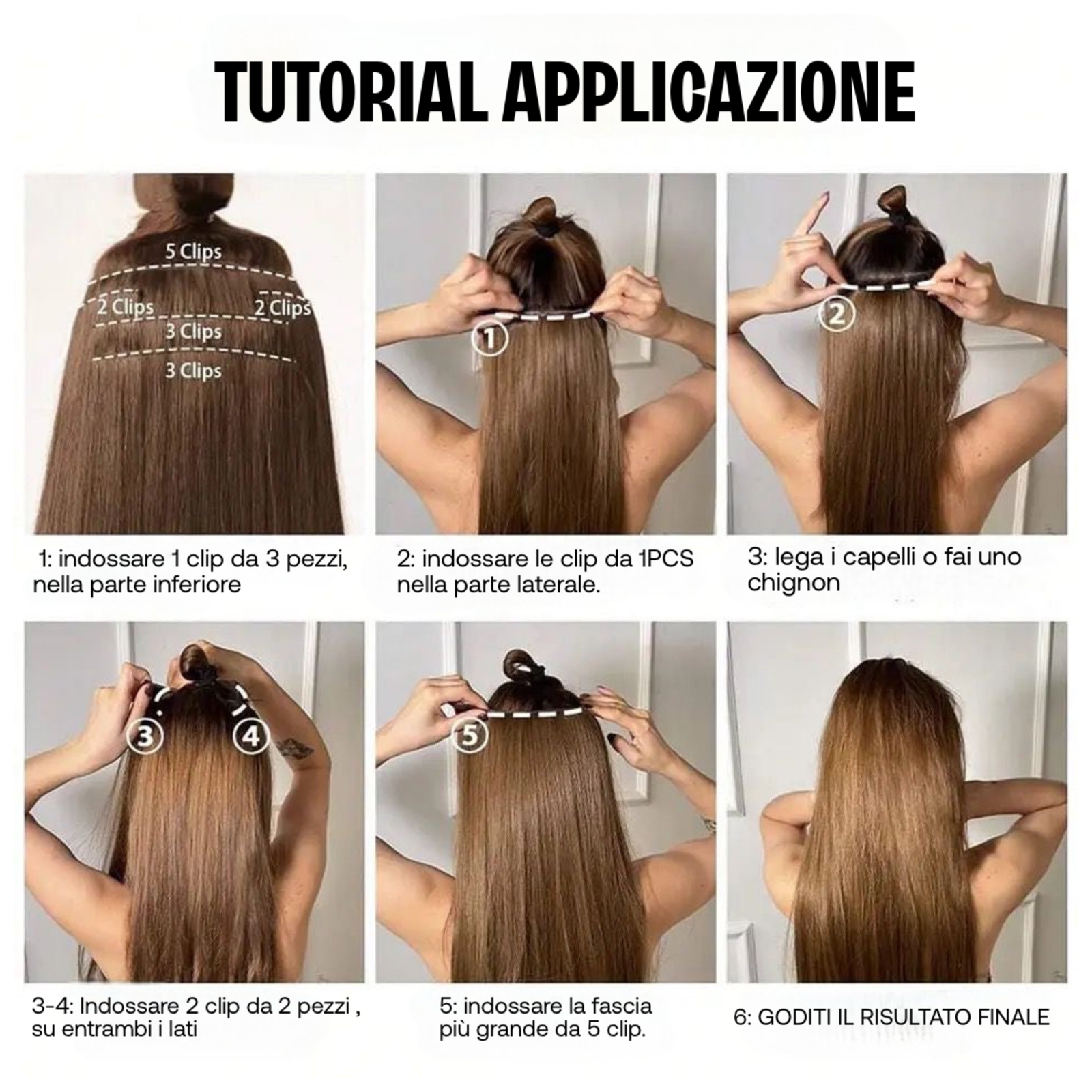 Extension 150gr lisce 7 clip vari colori
