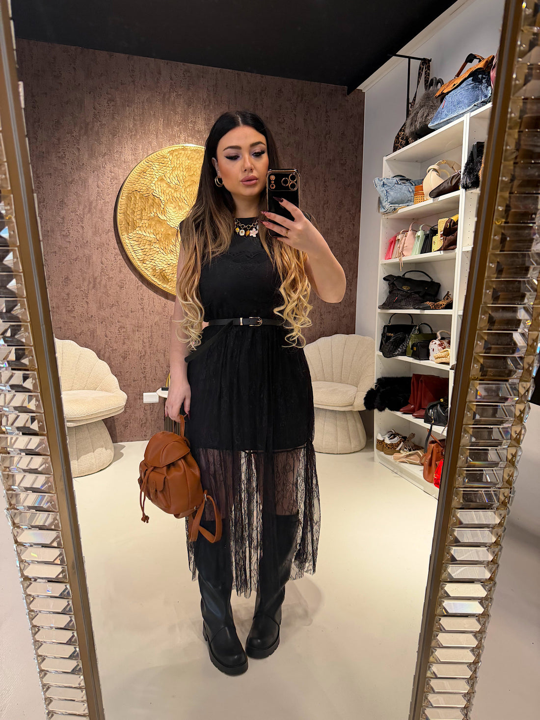 Abito lace elegance con cintura