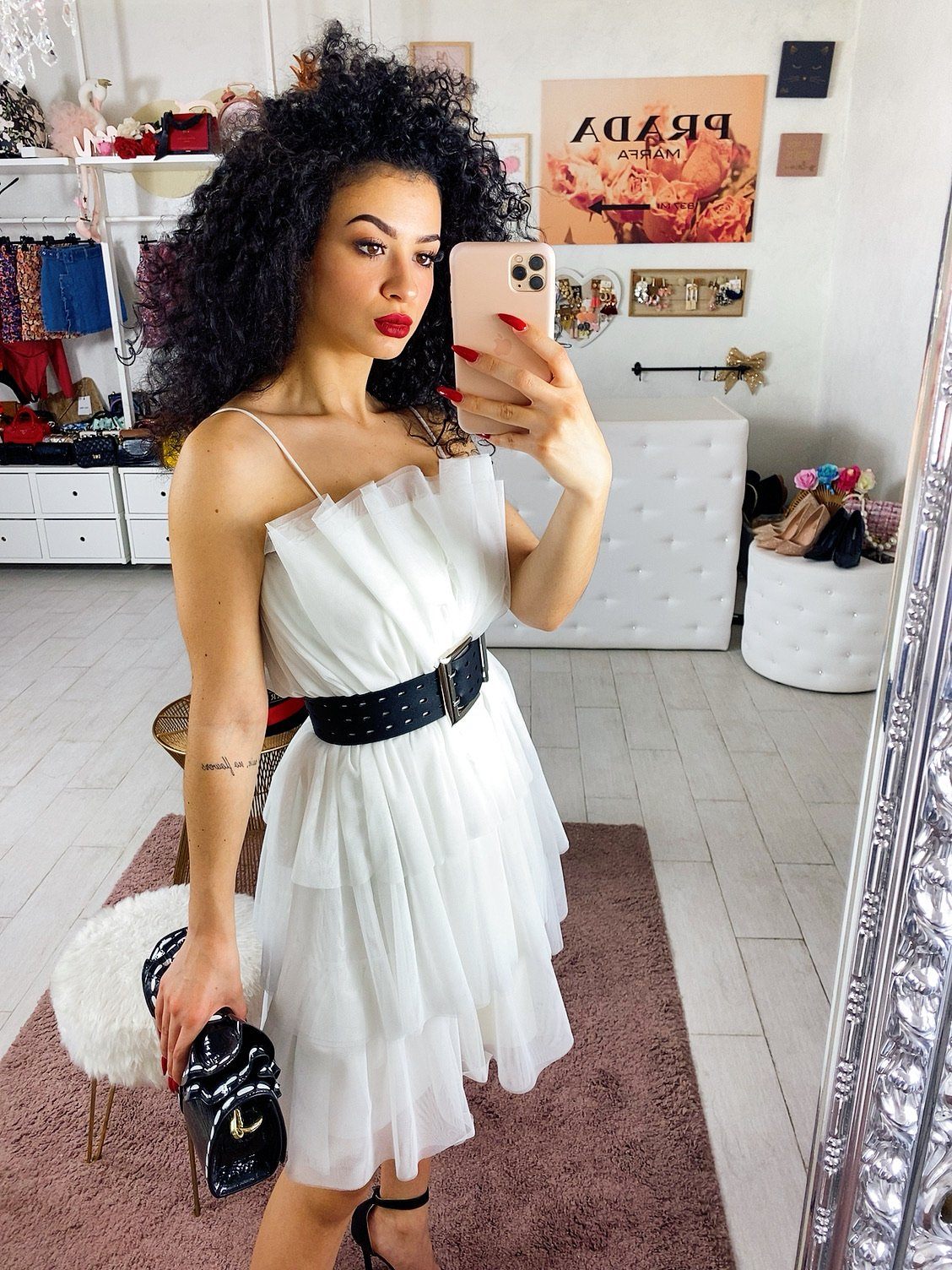 Abito a balze bianco Venere