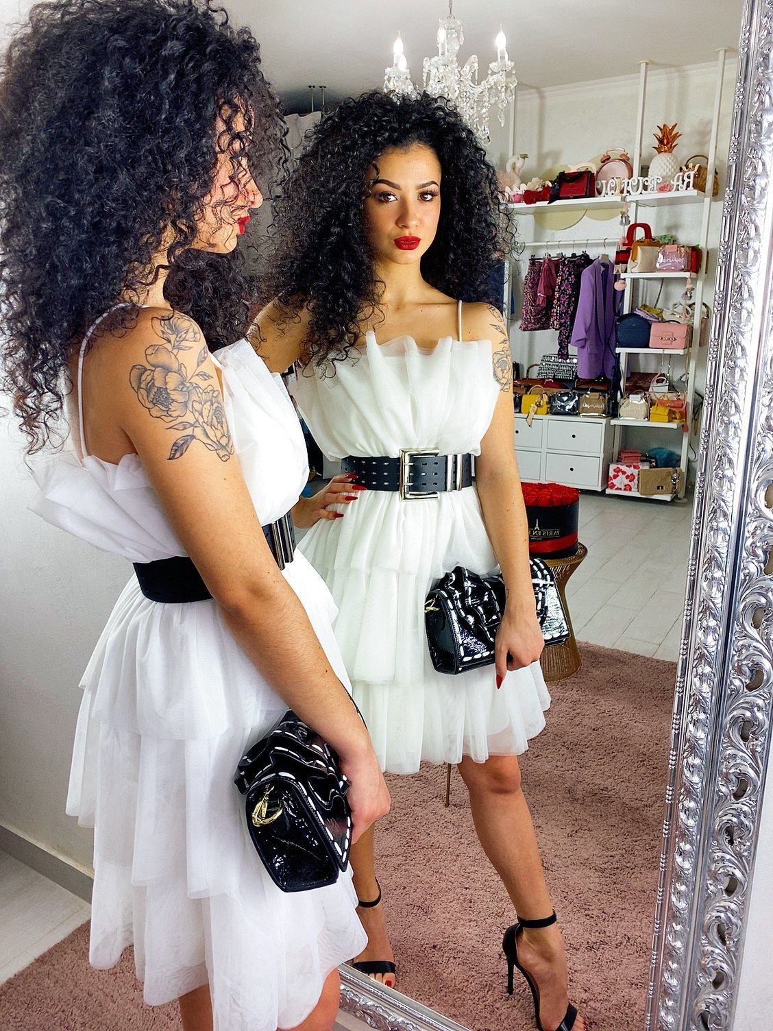 Abito a balze bianco Venere
