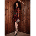 Abito a balze fiorato rosso