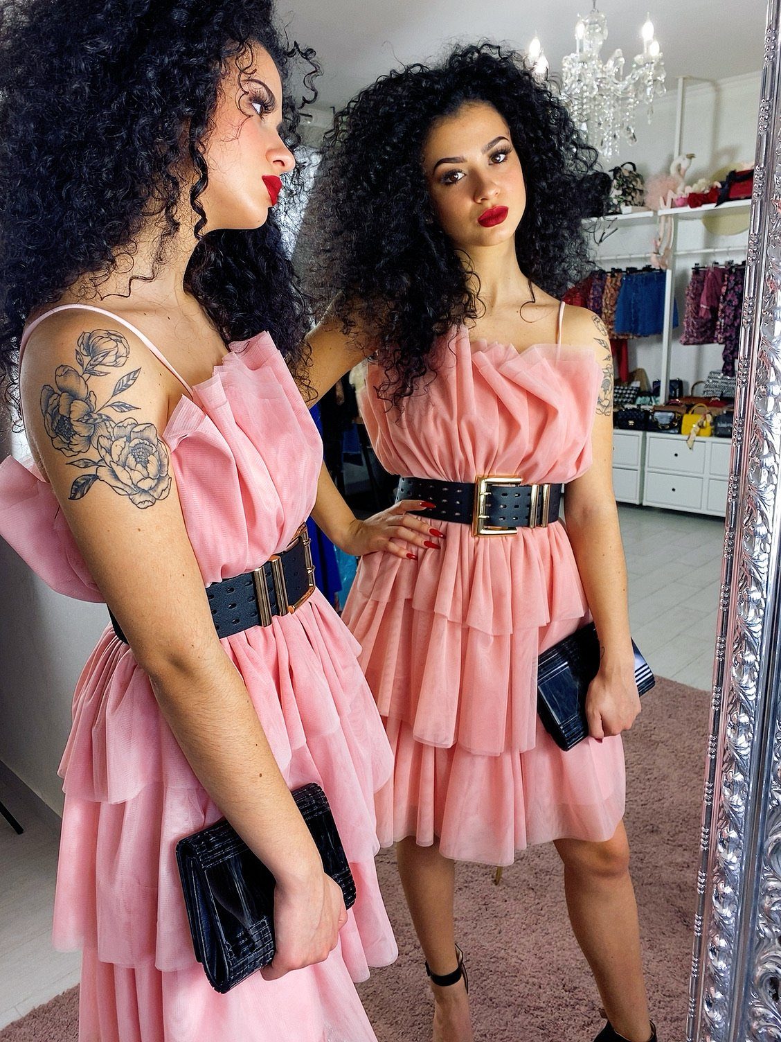 Abito a balze rosa Venere